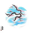 cherry blossom tree and clouds dragon tattoo design idea