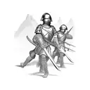 medieval army marching in the dessert tattoo design idea