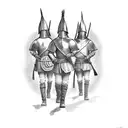 medieval army marching in the dessert tattoo design idea