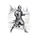 medieval army marching in the dessert tattoo design idea