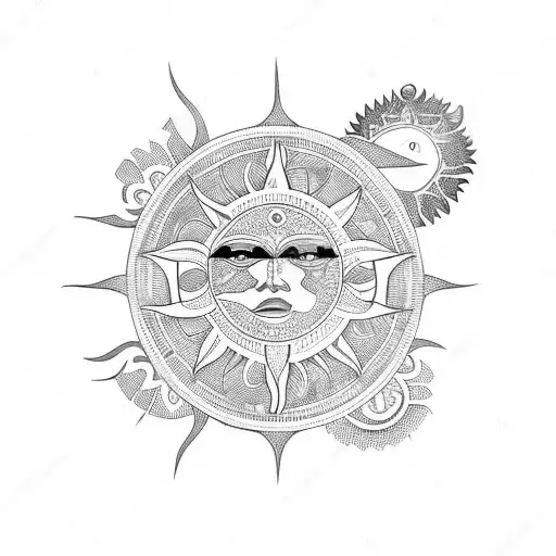 sun and moon  tattoo design idea