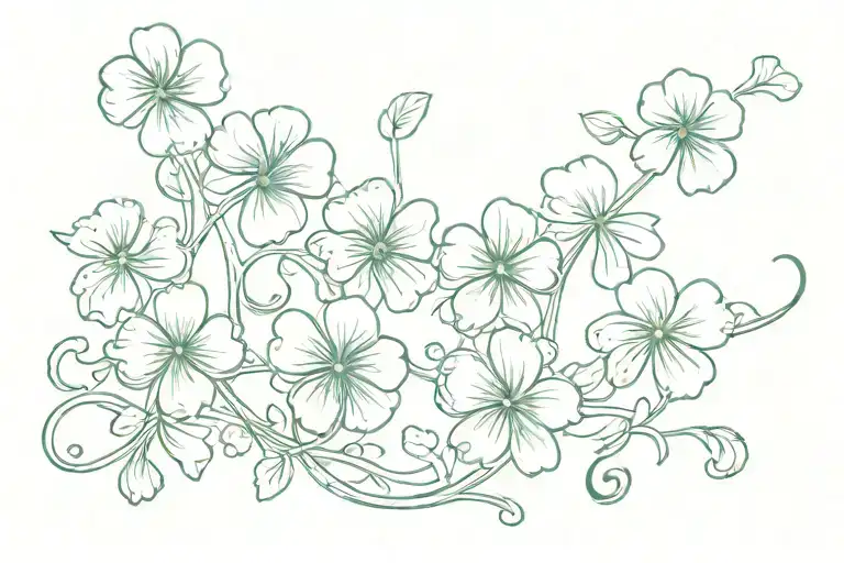 4 leaf clover vine growing tattoo design idea