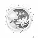 Moon flower clouds  tattoo design idea