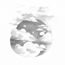 Moon flower clouds  tattoo design idea