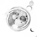 Moon flower clouds  tattoo design idea