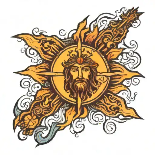 sun with jesus cross tattoo design idea