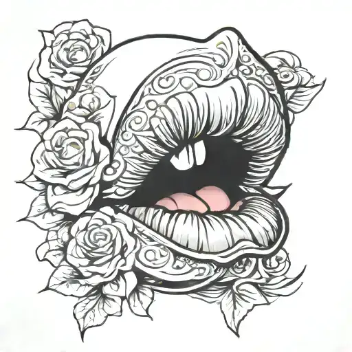 lips exuding strength tattoo design idea