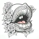 lips exuding strength tattoo design idea