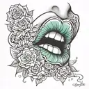 lips exuding strength tattoo design idea