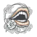 lips exuding strength tattoo design idea