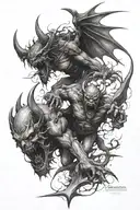 angle and demon battle tattoo design idea