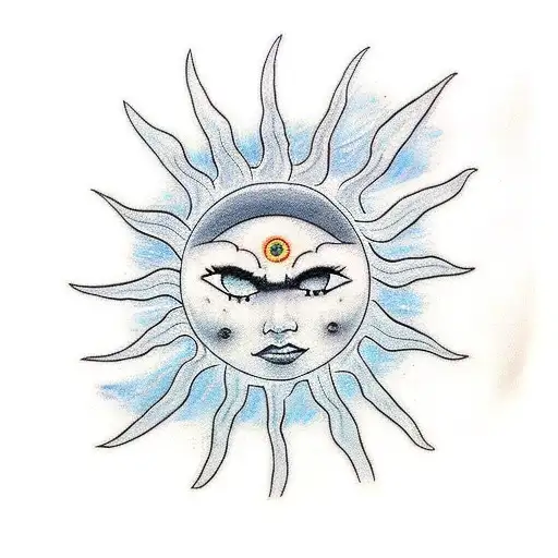Sun (similar to the Atlamillia on the cover of the Dark Cloud PS2 game) with the center being a cut Filipino mango  tattoo design idea