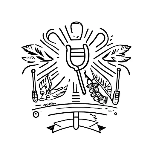 A minimalist tattoo of a garden shovel with the name 'Andrew' incorporated into the handle tattoo design idea