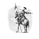 Don Quixote enfrentando moinhos tattoo design idea