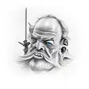 Don Quixote enfrentando moinhos tattoo design idea