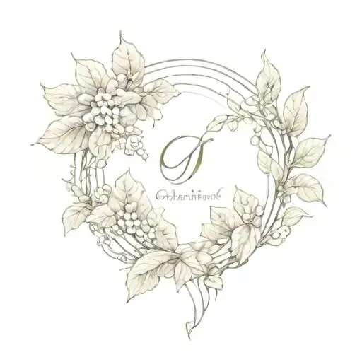 Aphrodite symbol wreaths Ivy leaves tattoo design idea