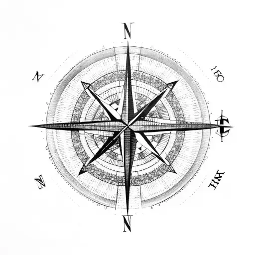 Compass with airplane tattoo design idea