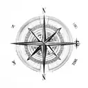 Compass with airplane tattoo design idea