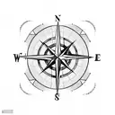 Compass with airplane tattoo design idea