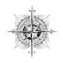 Compass with airplane tattoo design idea