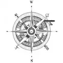 Compass with airplane as needle tattoo design idea