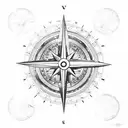 Compass with airplane as needle tattoo design idea
