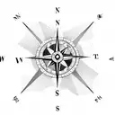 Compass with airplane as needle tattoo design idea