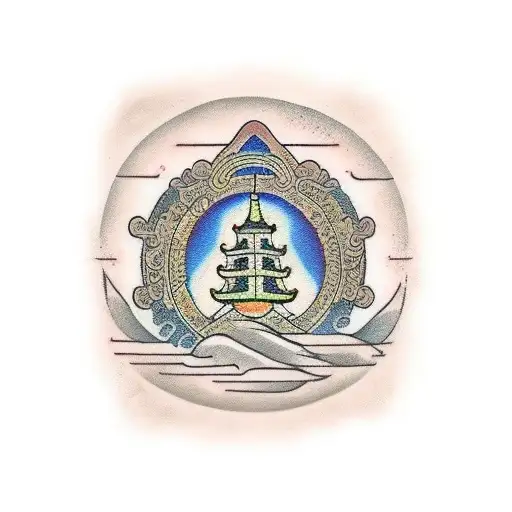 Korean temple art tattoo design idea