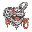 nine inch nails logo with teeth tattoo design idea
