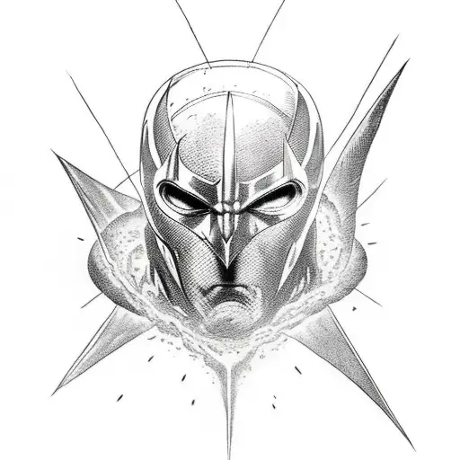 Dr Fate (from DC comics) with lightening and bats behind him  tattoo design idea