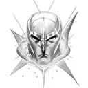 Dr Fate (from DC comics) with lightening and bats behind him  tattoo design idea