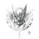 Dr Fate (from DC comics) with lightening and bats behind him  tattoo design idea