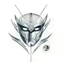 Dr Fate (from DC comics) with lightening and bats behind him  tattoo design idea