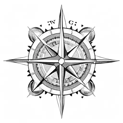 Compass over the North of Germany with the Sea, Denmark and Sweden tattoo design idea