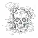Hatfield and family pride cursive lettering sketch with smoke skull tattoo design idea