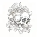 Hatfield and family pride cursive lettering sketch with smoke skull tattoo design idea