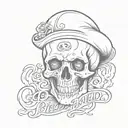 Hatfield and family pride cursive lettering sketch with smoke skull tattoo design idea