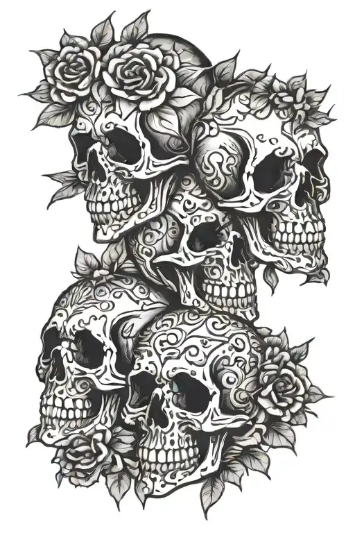 three skulls blind deaf dumb tattoo design idea
