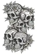 three skulls blind deaf dumb tattoo design idea