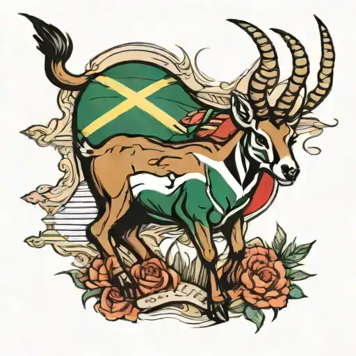 springbok rugby tattoo with south african flag intertwined tattoo design idea
