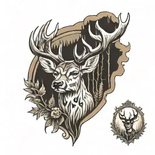 dad hunting deer son tattoo design idea