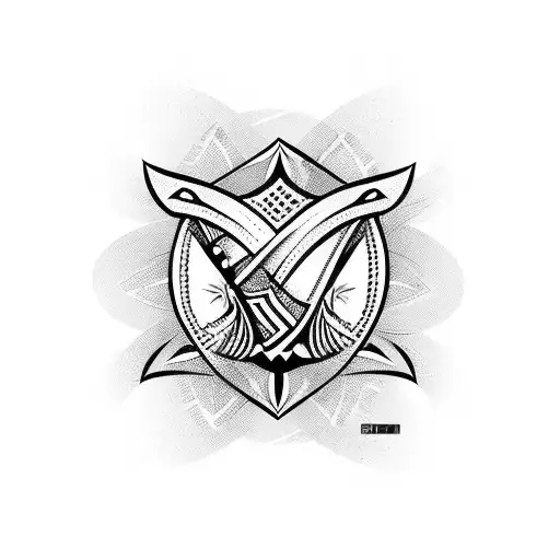 A traditional mahori design with rugby elements incorporated tattoo design idea