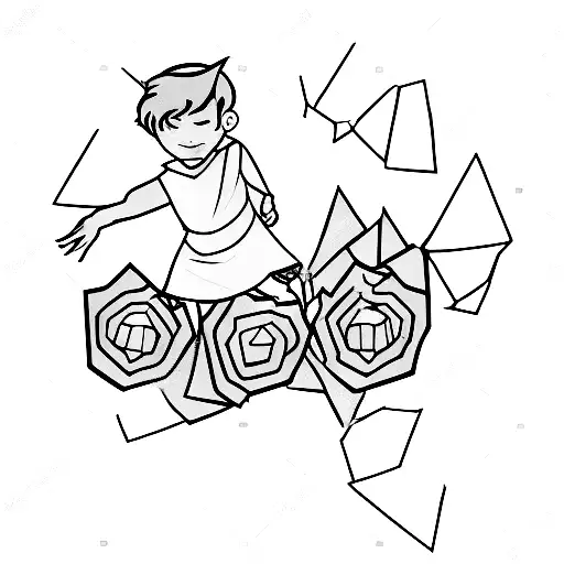 A small prince dancing gracefully among shards of broken glass tattoo design idea
