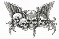 angels, skulls, and animals peeking tattoo design idea