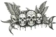 angels, skulls, and animals peeking tattoo design idea