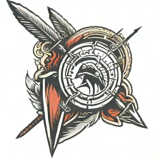 SPARTAN SPEAR AND SHIELD AND SPEAR tattoo design idea