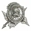 SPARTAN SPEAR AND SHIELD AND SPEAR tattoo design idea