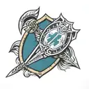 SPARTAN SPEAR AND SHIELD AND SPEAR tattoo design idea