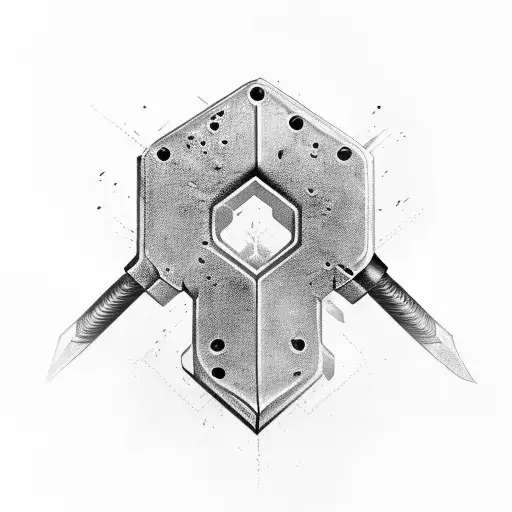 Design:a hammer, with a metal-inspired twist. For example, the hammer's handle could be stylized to resemble a guitar ne tattoo design idea