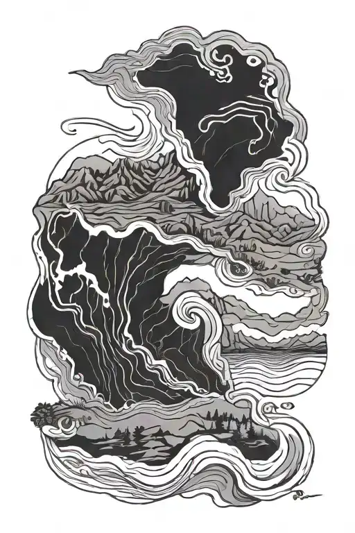 Running and topographic map tattoo design idea